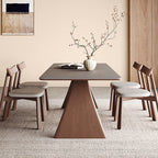 Mid-century Trapezoidal Solid Wood Base Dining Table Set - image 4