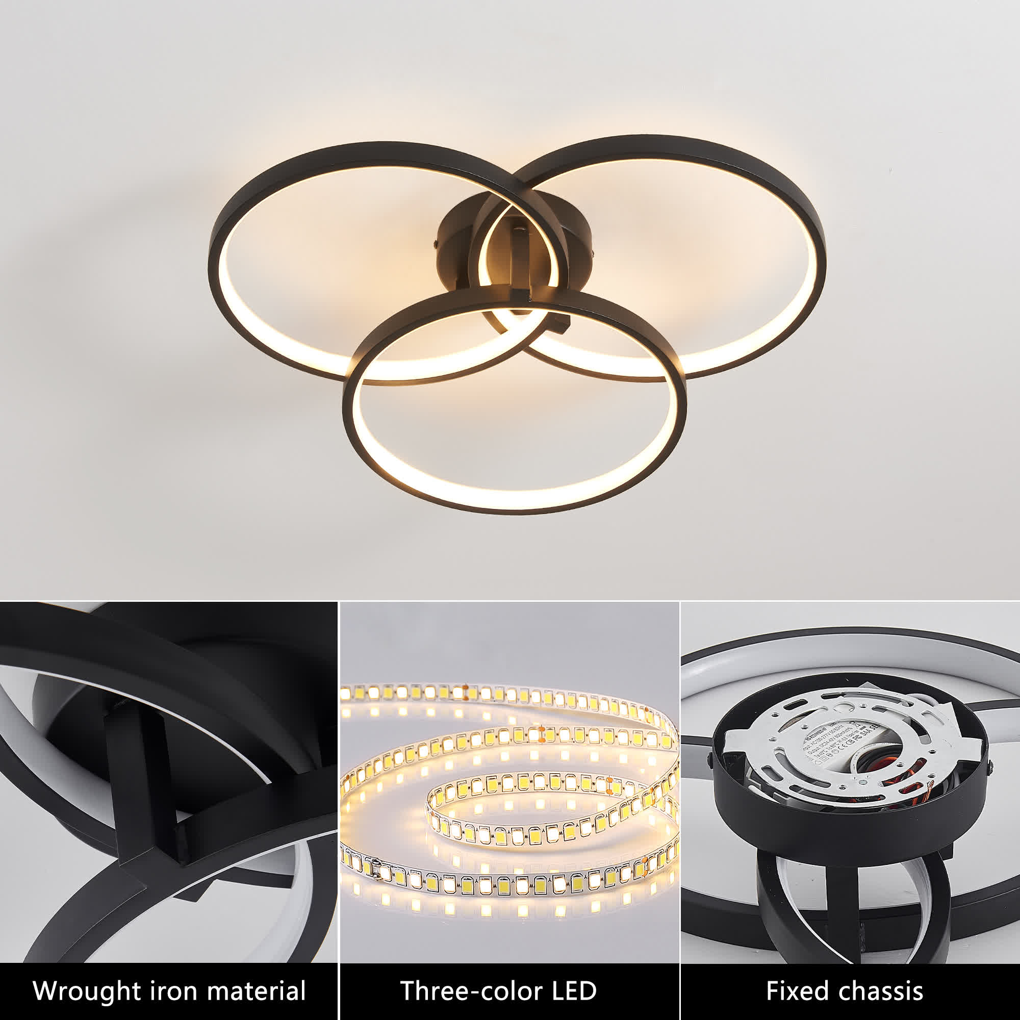 Modern LED 3-Ring Ceiling Light - image 5