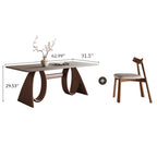 Mid-century Trapezoidal Solid Wood Base Dining Table Set - image 10