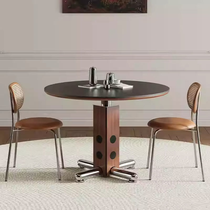 Walnut-colored Rectangular Solid Wood Base Dining Table