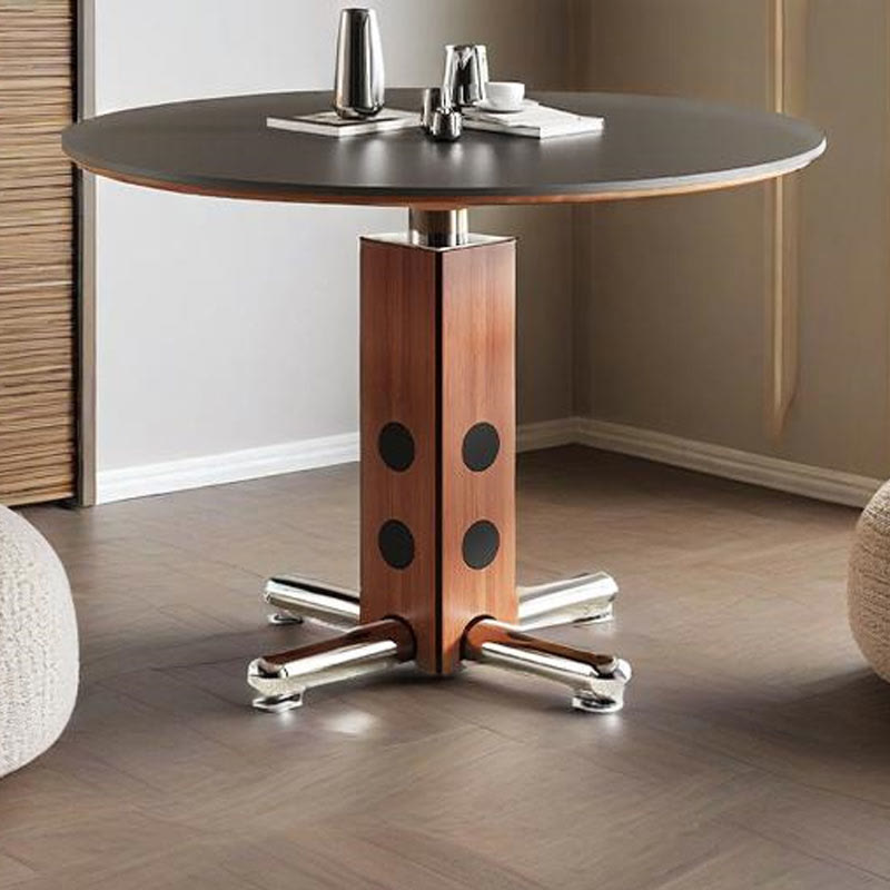 Walnut-colored Rectangular Solid Wood Base Dining Table