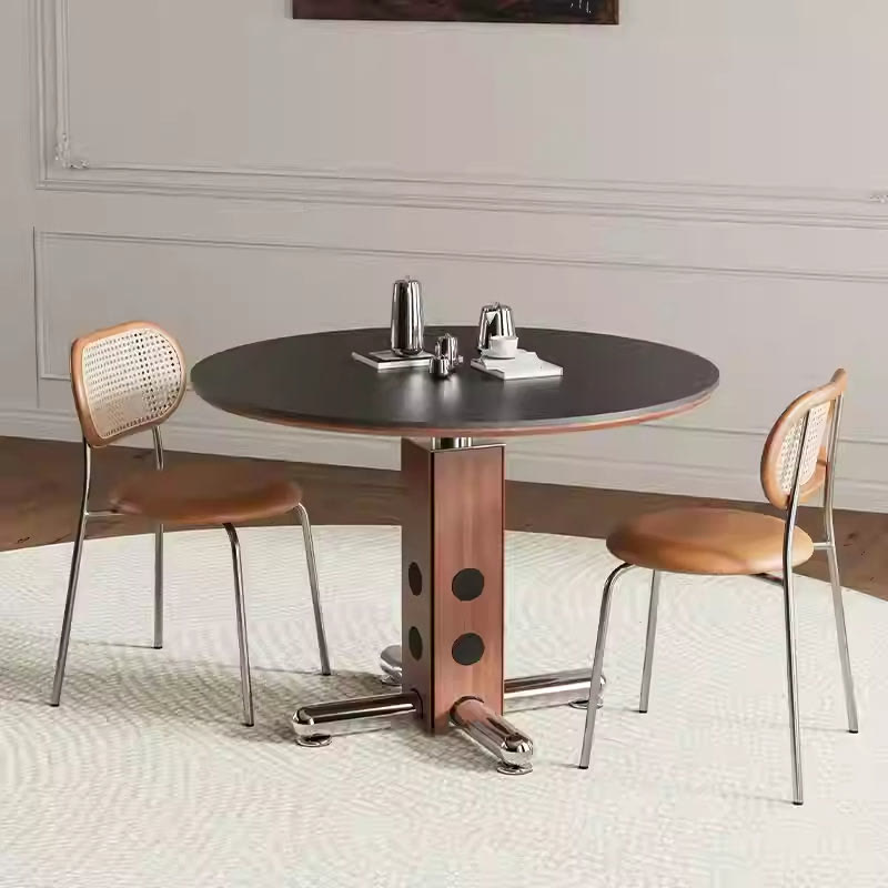 Walnut-colored Rectangular Solid Wood Base Dining Table