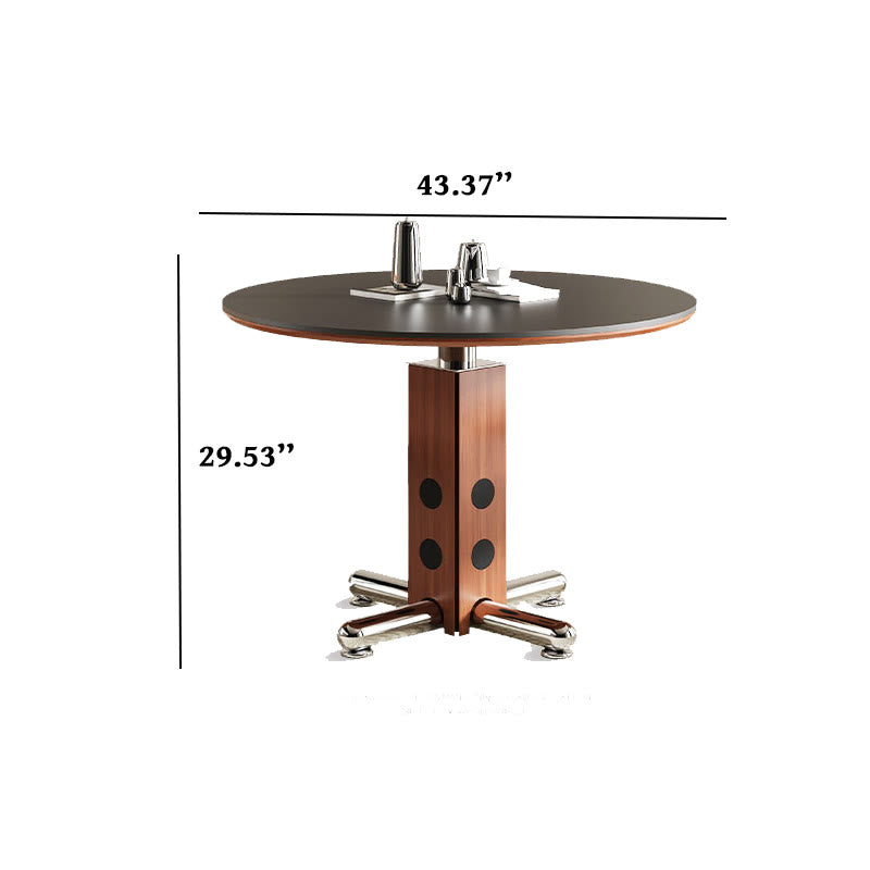 Walnut-colored Rectangular Solid Wood Base Dining Table - image 8