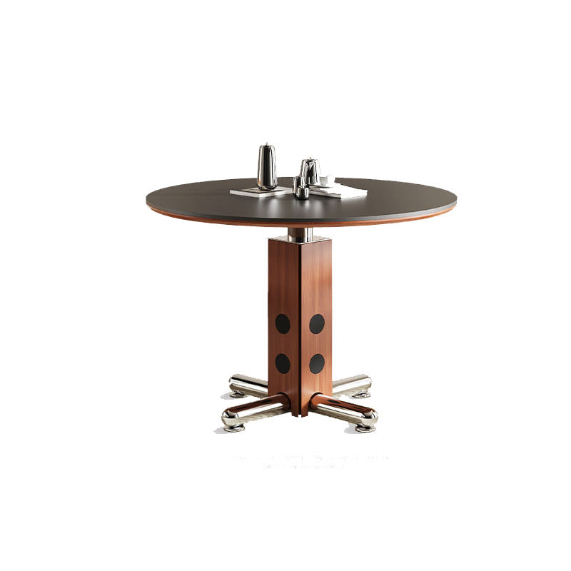 Walnut-colored Rectangular Solid Wood Base Dining Table - image 1