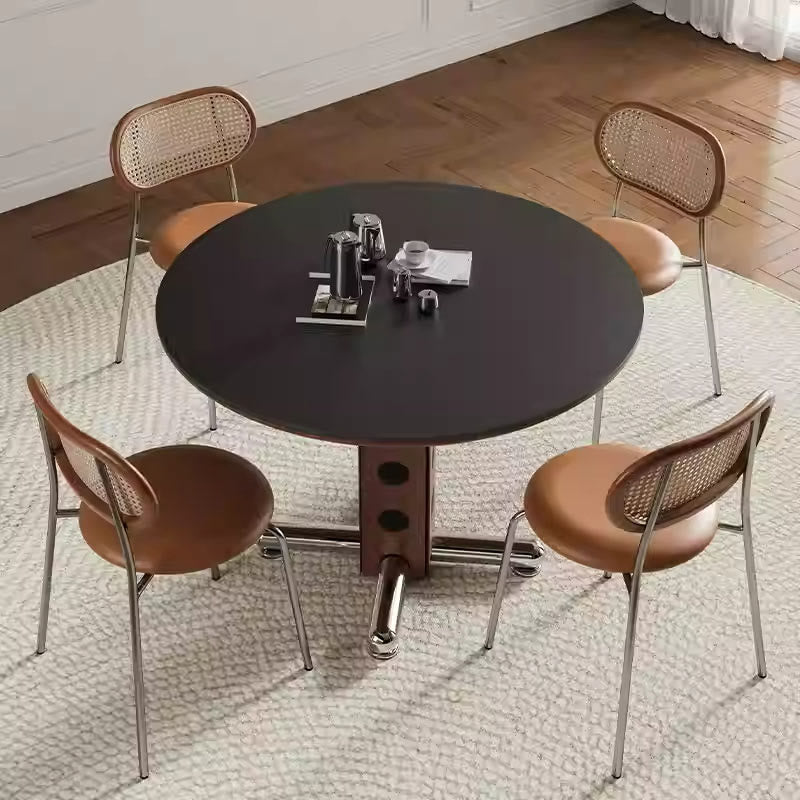 Walnut-colored Rectangular Solid Wood Base Dining Table - image 6