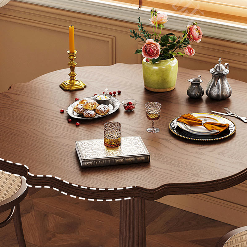 Lotus-edge Solid Wood Dining Table Set