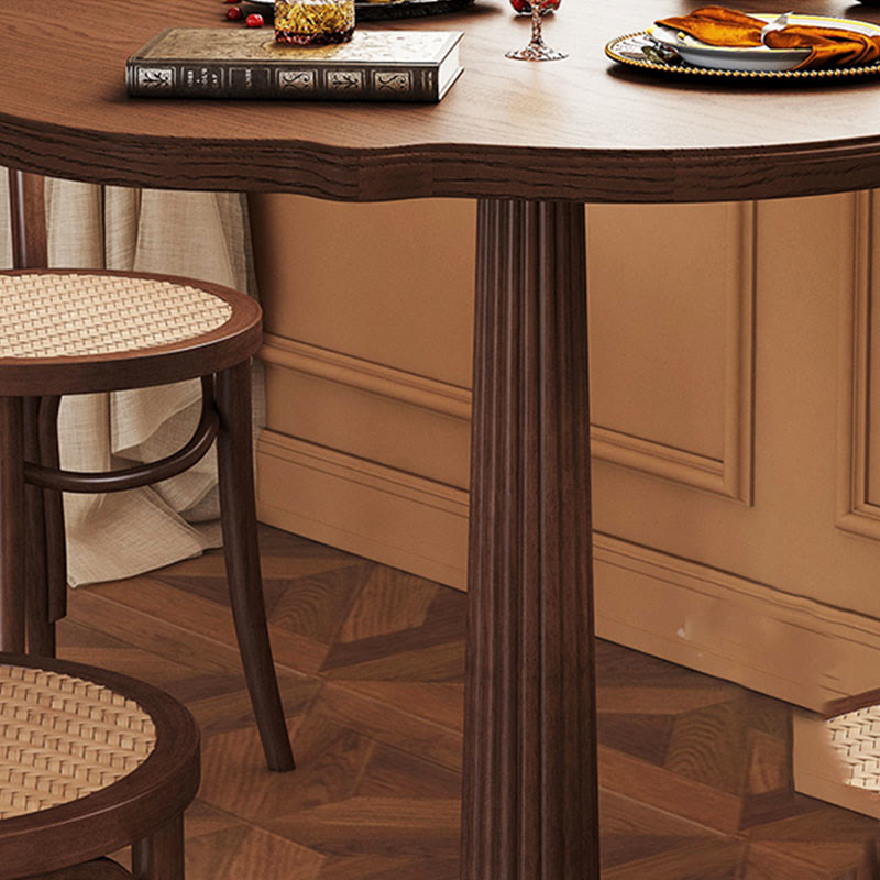 Lotus-edge Solid Wood Dining Table Set