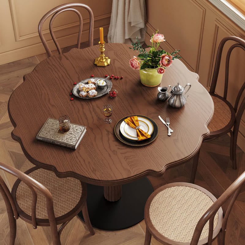 Lotus-edge Solid Wood Dining Table Set