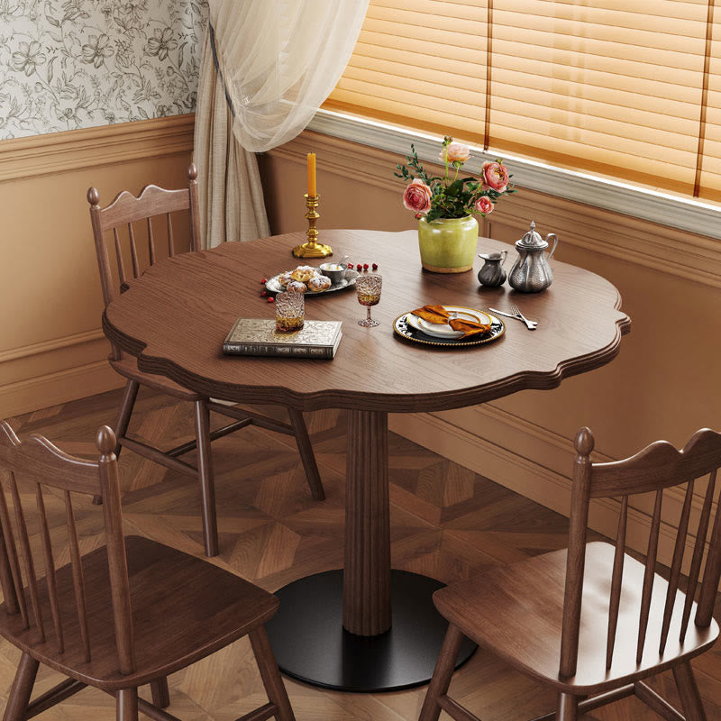 Lotus-edge Solid Wood Dining Table Set - 1x W43.30" Table + 4Chairs - image 0