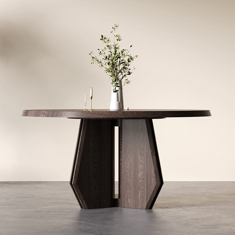 Fan-shaped Angular Solid Wood Dining Table