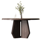 Fan-shaped Angular Solid Wood Dining Table - image 1