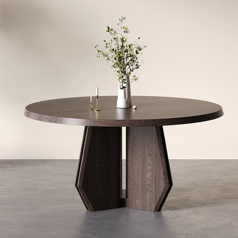 Fan-shaped Angular Solid Wood Dining Table