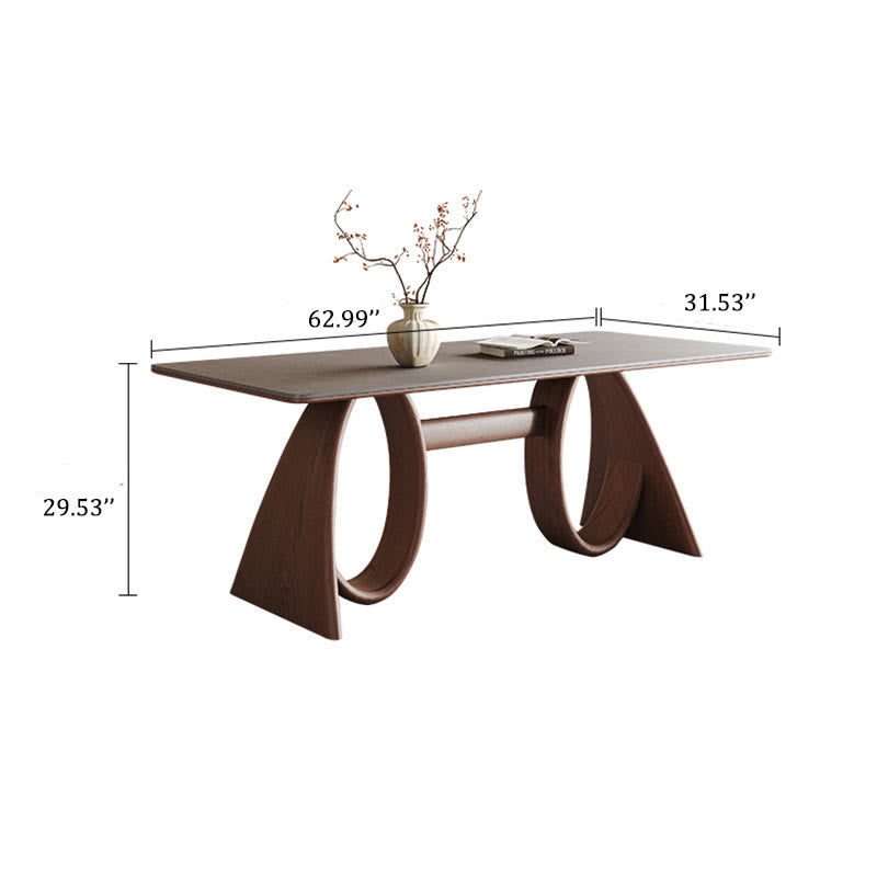 Mid-century Trapezoidal Solid Wood Base Dining Table - image 6