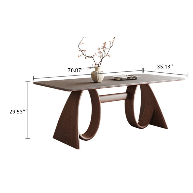Mid-century Trapezoidal Solid Wood Base Dining Table - image 7