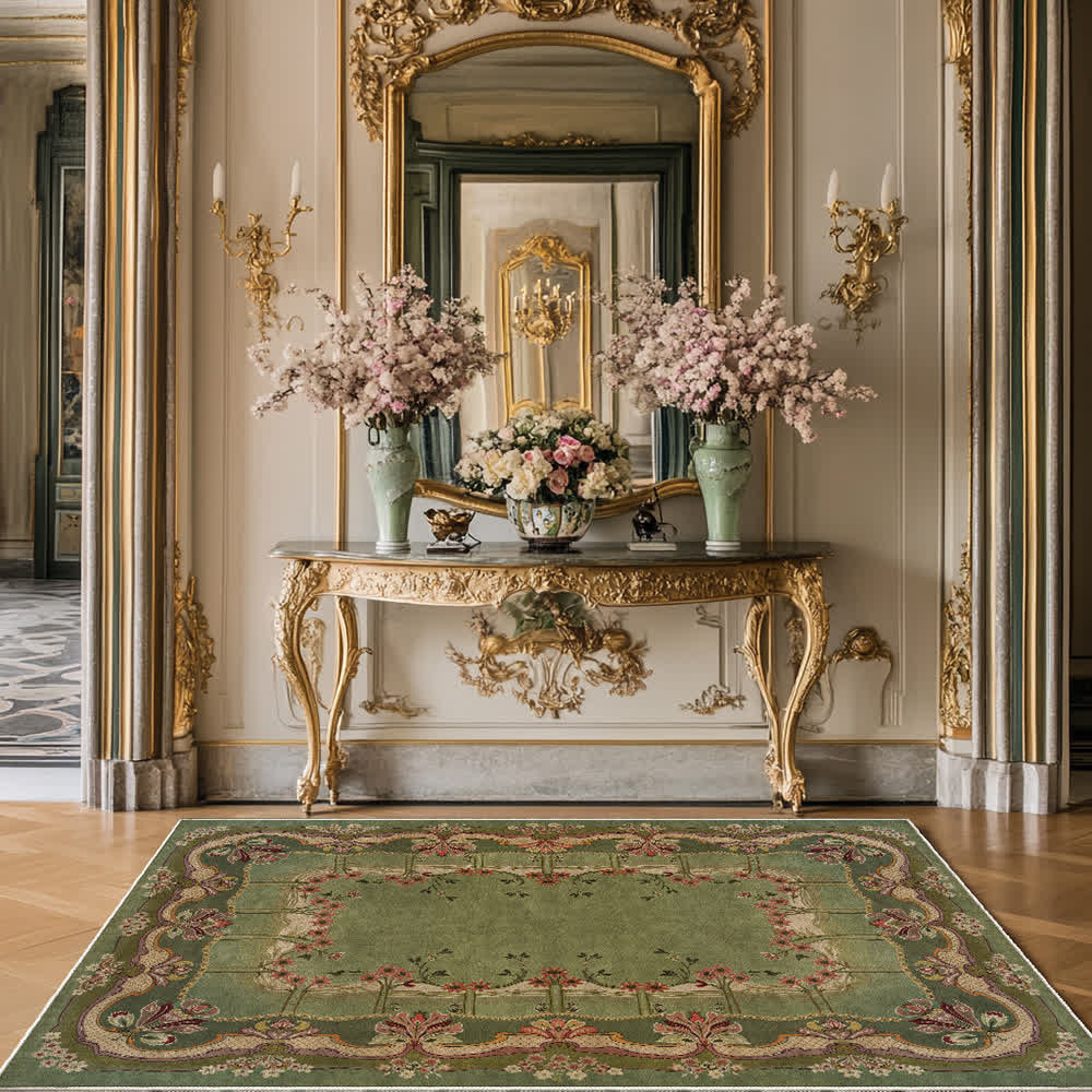 Vintage Floral Style Anti-slip Indoor Outdoor Rug