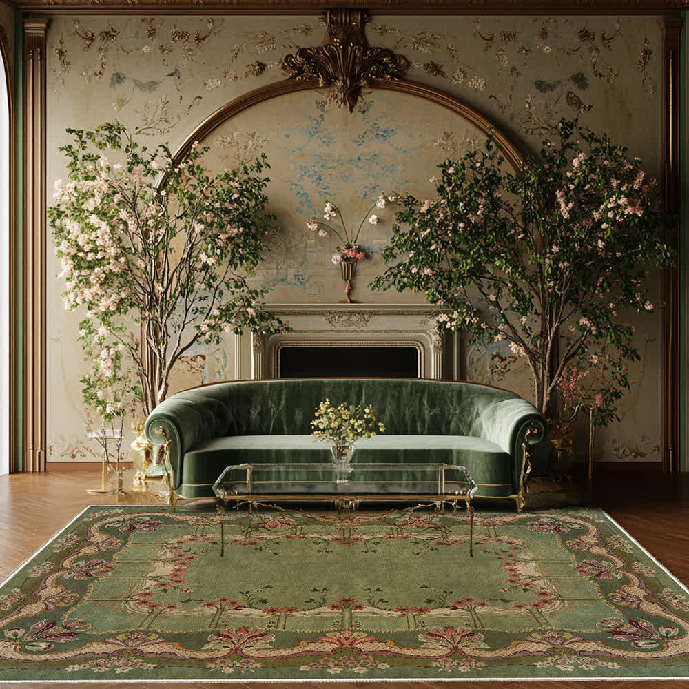 Vintage Floral Style Anti-slip Indoor Outdoor Rug - image 1