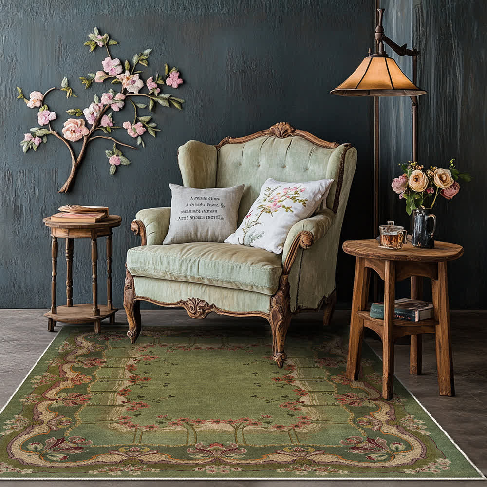 Vintage Floral Style Anti-slip Indoor Outdoor Rug - image 4