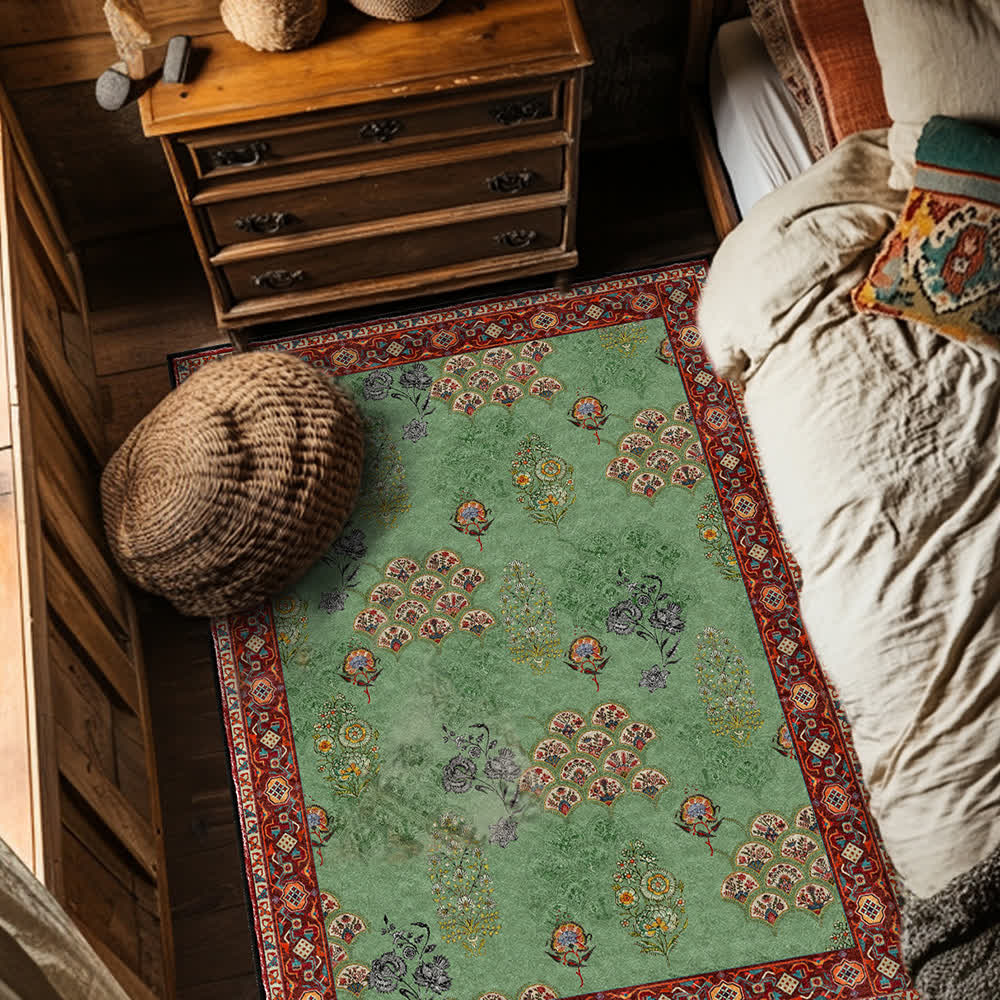 Washable Vintage Floral Anti-slip Area Rug - 95" x 119" - image 2