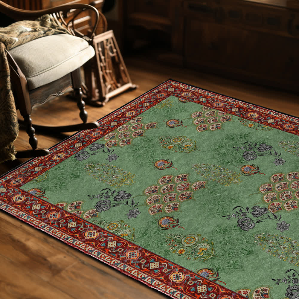 Washable Vintage Floral Anti-slip Area Rug - image 9