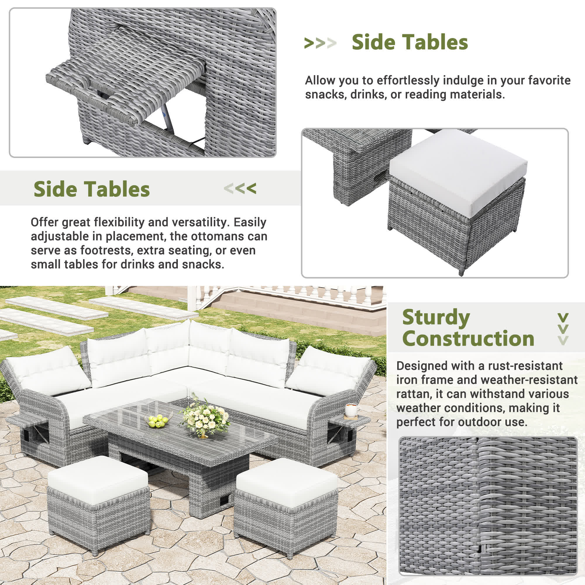 4Pcs Outdoor Rattan Patio Furniture Set - image 5