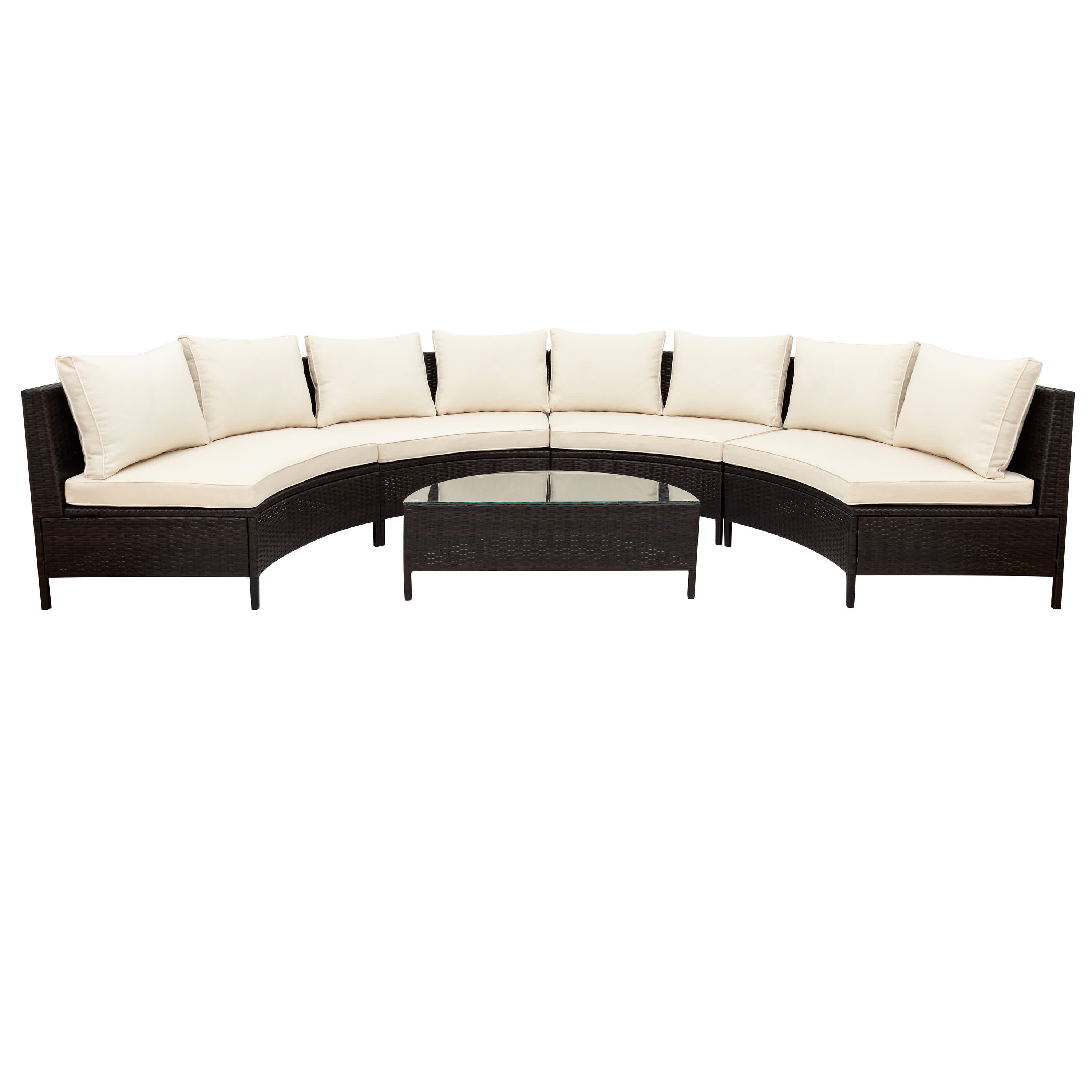 5Pcs Outdoor Patio Sectional Furniture Half-Moon Sofa Set - image 1
