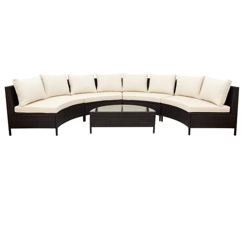 5Pcs Outdoor Patio Sectional Furniture Half-Moon Sofa Set - image 1