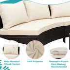 5Pcs Outdoor Patio Sectional Furniture Half-Moon Sofa Set - image 3