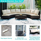 5Pcs Outdoor Patio Sectional Furniture Half-Moon Sofa Set - image 5