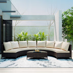 5Pcs Outdoor Patio Sectional Furniture Half-Moon Sofa Set - Beige - 4x 2-person sofa+ 1x table+ 8x pillow+ 4x cushion - image 0
