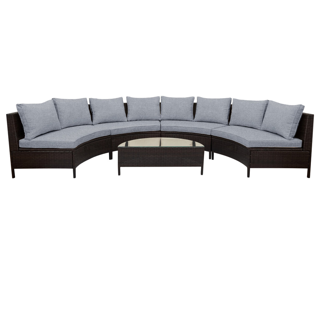5Pcs Outdoor Patio Sectional Furniture Half-Moon Sofa Set - image 20