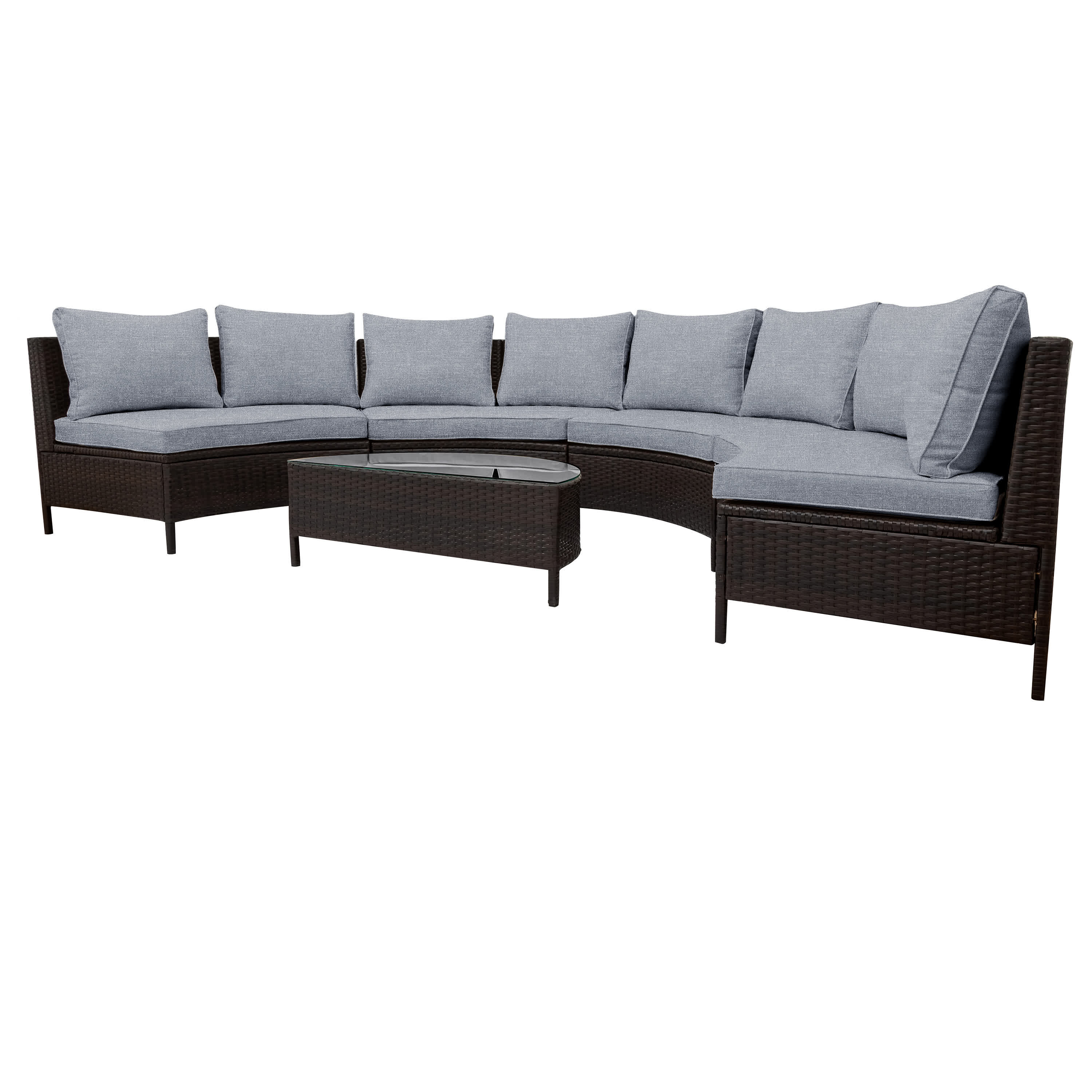 5Pcs Outdoor Patio Sectional Furniture Half-Moon Sofa Set