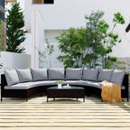 5Pcs Outdoor Patio Sectional Furniture Half-Moon Sofa Set - Grey - 4x 2-person sofa+ 1x table+ 8x pillow+ 4x cushion - image 18