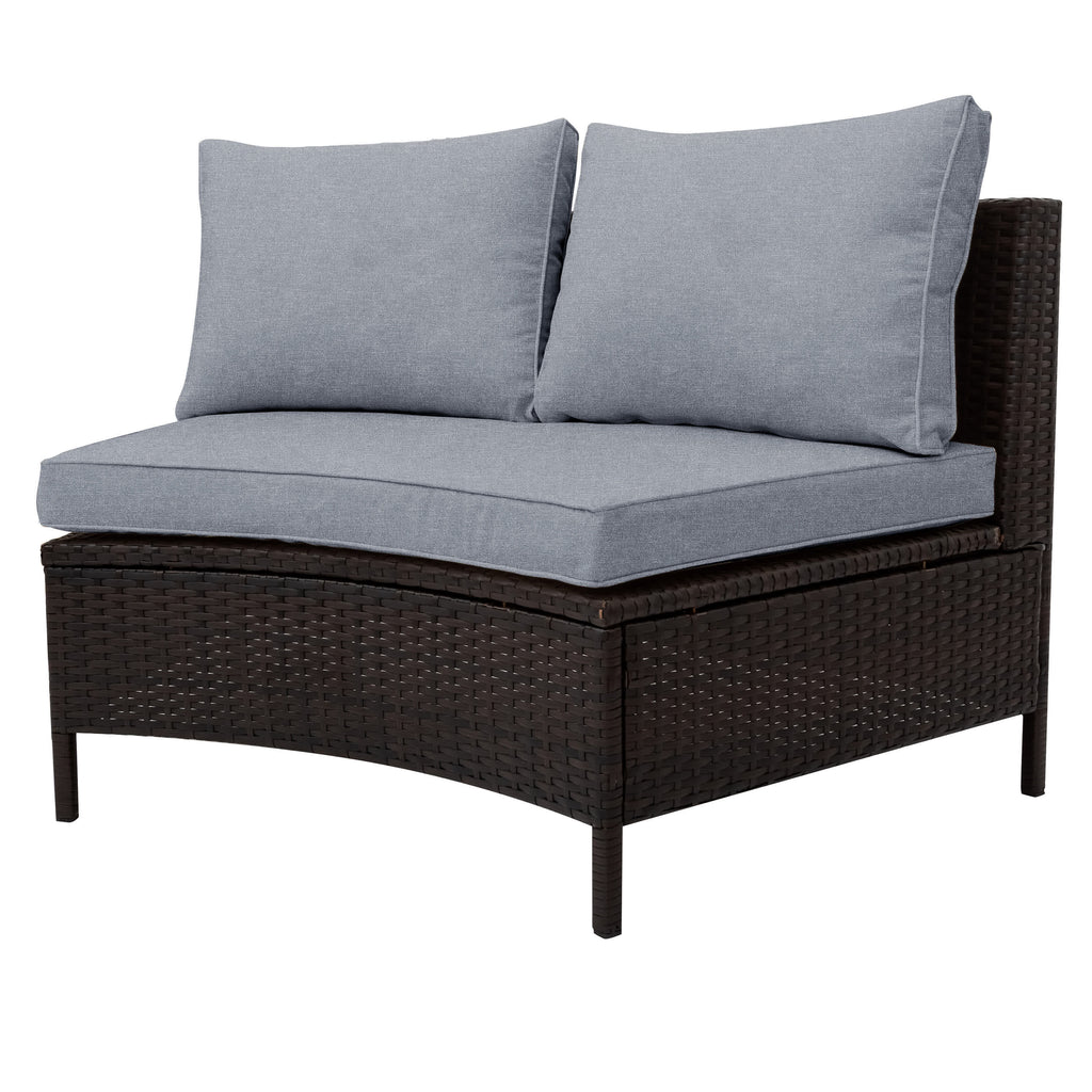 5Pcs Outdoor Patio Sectional Furniture Half-Moon Sofa Set - image 23