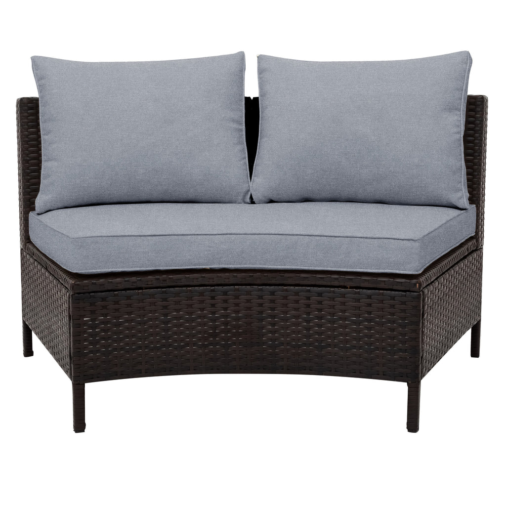 5Pcs Outdoor Patio Sectional Furniture Half-Moon Sofa Set - image 22