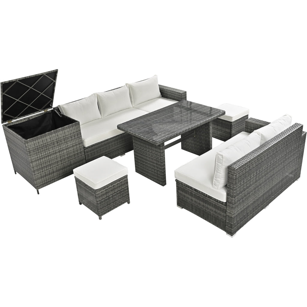 6Pcs Garden Patio Rattan Sectional Furniture Set - image 7
