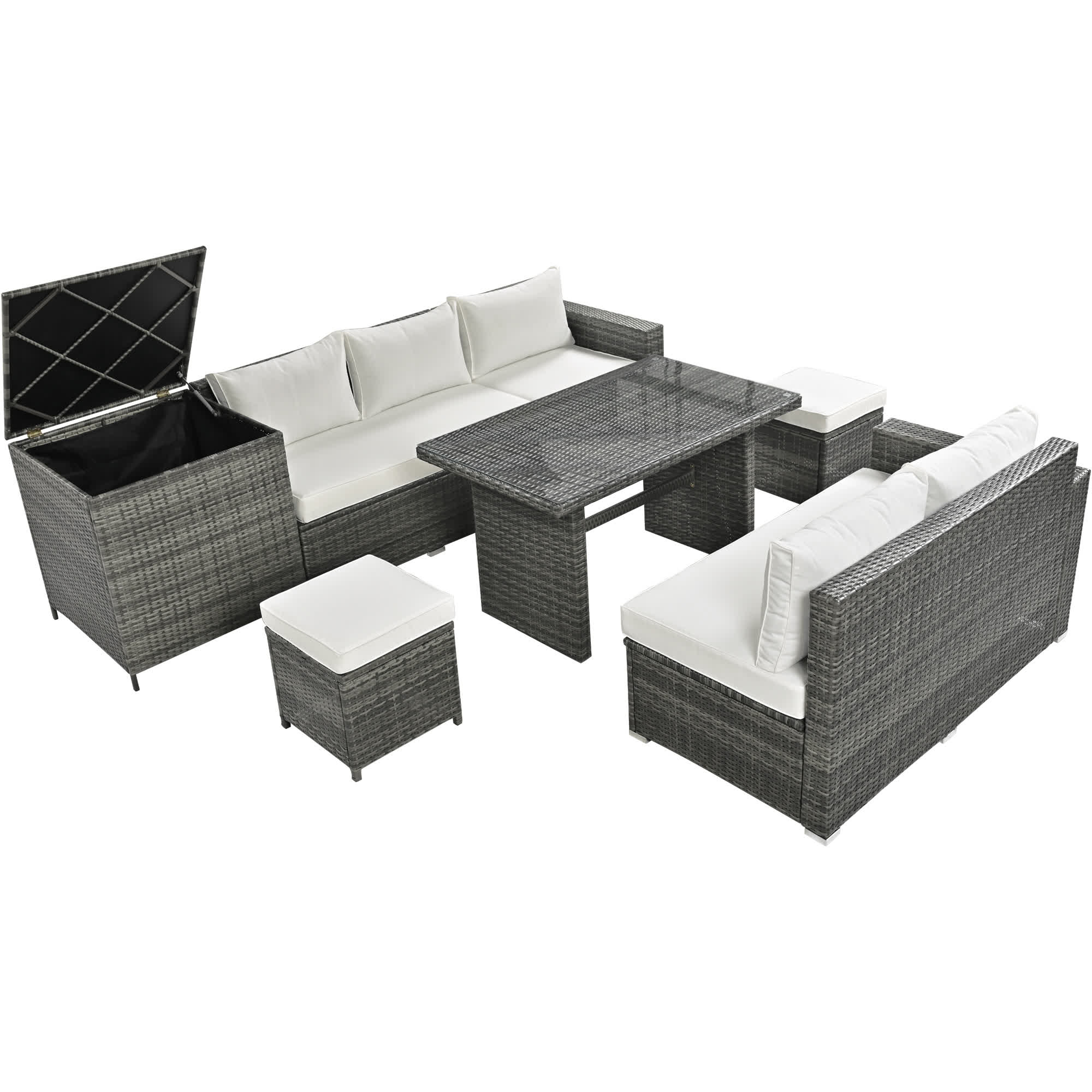 6Pcs Garden Patio Rattan Sectional Furniture Set - image 7
