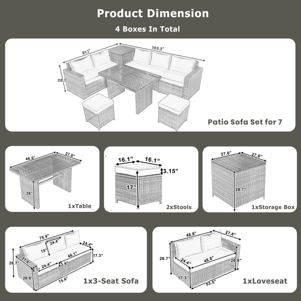 6Pcs Garden Patio Rattan Sectional Furniture Set - image 5
