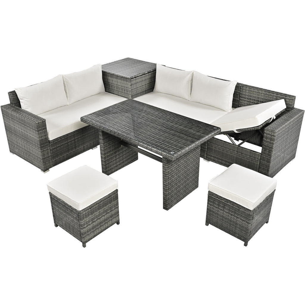 6Pcs Garden Patio Rattan Sectional Furniture Set - image 1