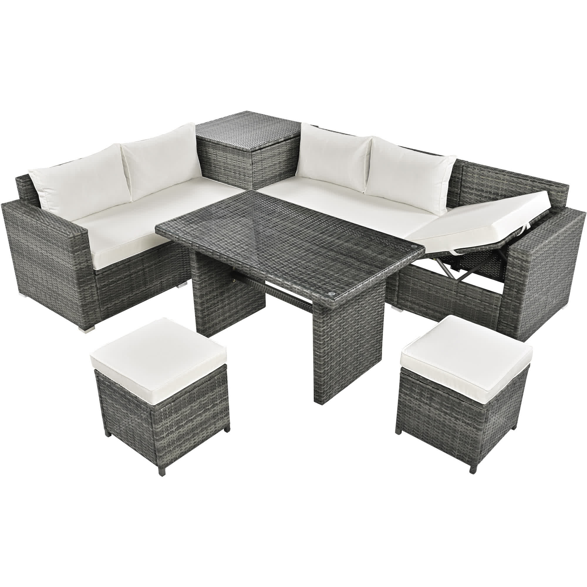 6Pcs Garden Patio Rattan Sectional Furniture Set - image 1