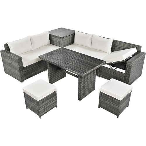 6Pcs Garden Patio Rattan Sectional Furniture Set - image 1