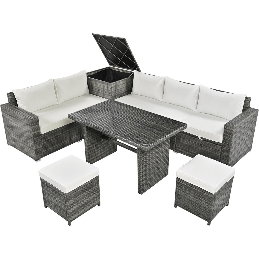 6Pcs Garden Patio Rattan Sectional Furniture Set - image 6