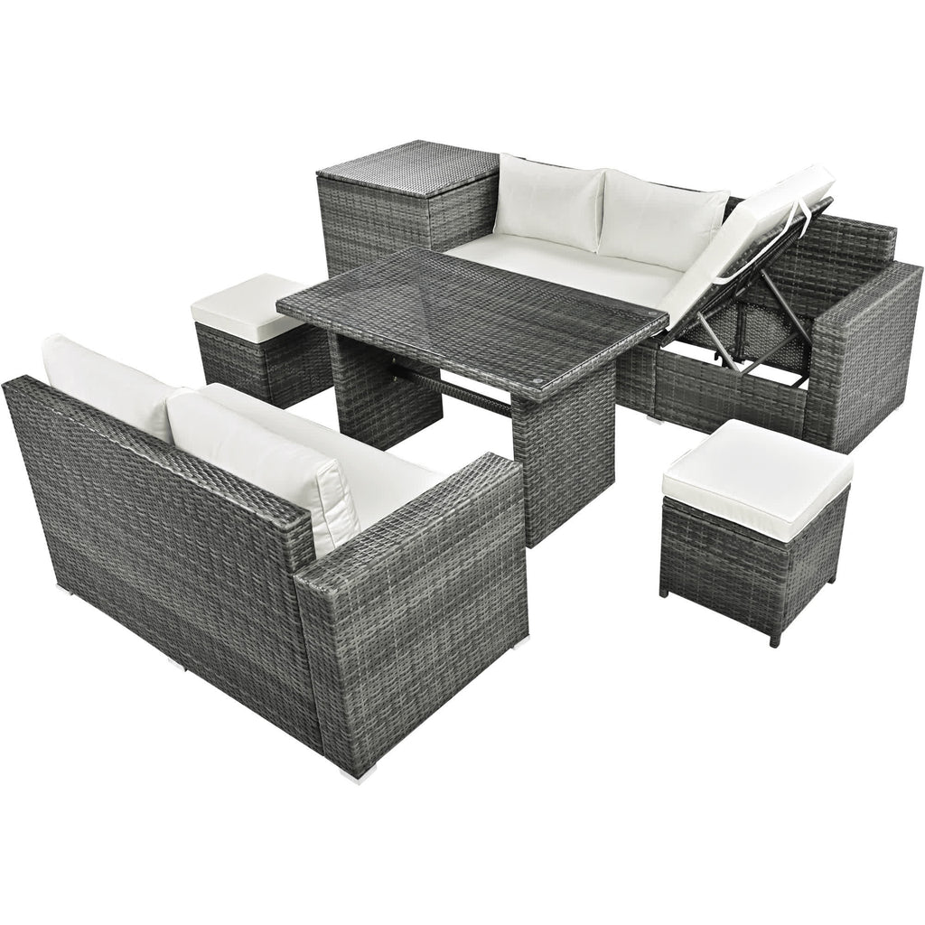 6Pcs Garden Patio Rattan Sectional Furniture Set - image 8
