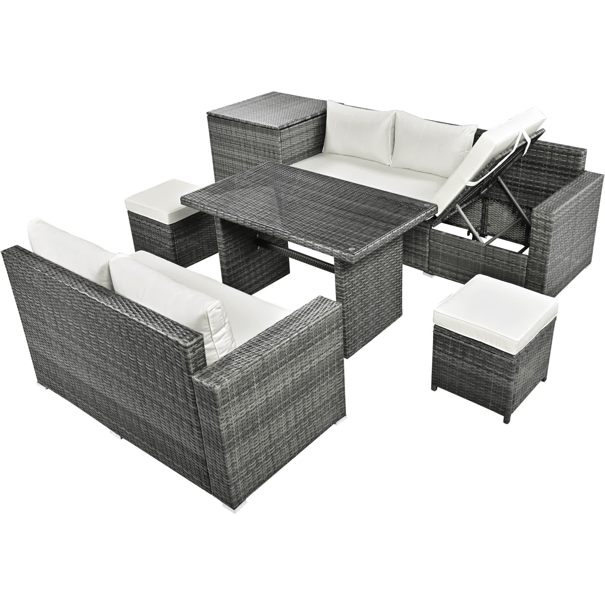 6Pcs Garden Patio Rattan Sectional Furniture Set - image 8