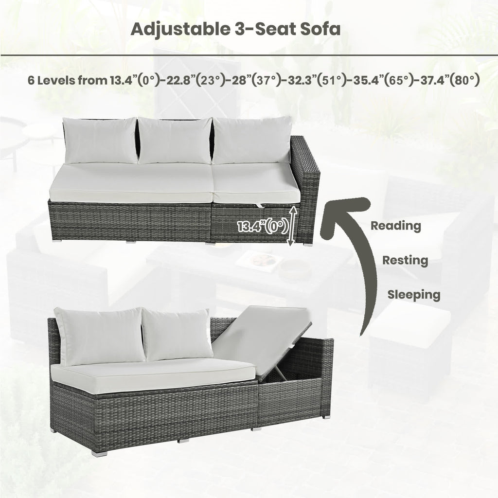 6Pcs Garden Patio Rattan Sectional Furniture Set - image 3