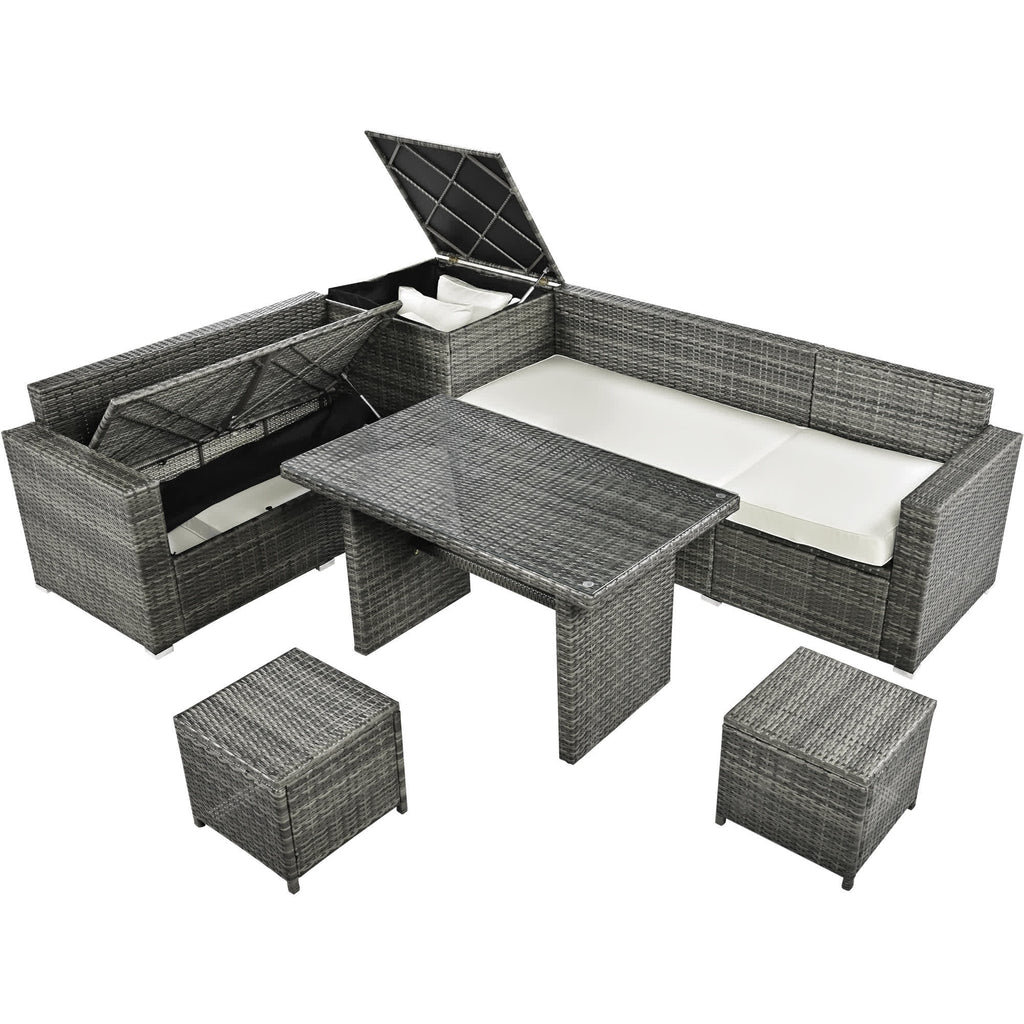 6Pcs Garden Patio Rattan Sectional Furniture Set - image 9