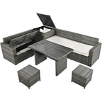 6Pcs Garden Patio Rattan Sectional Furniture Set - image 9