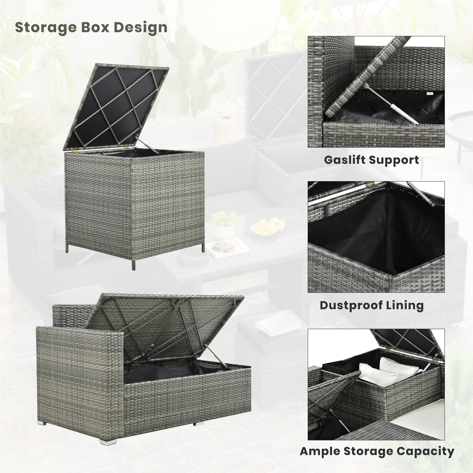 6Pcs Garden Patio Rattan Sectional Furniture Set - image 4
