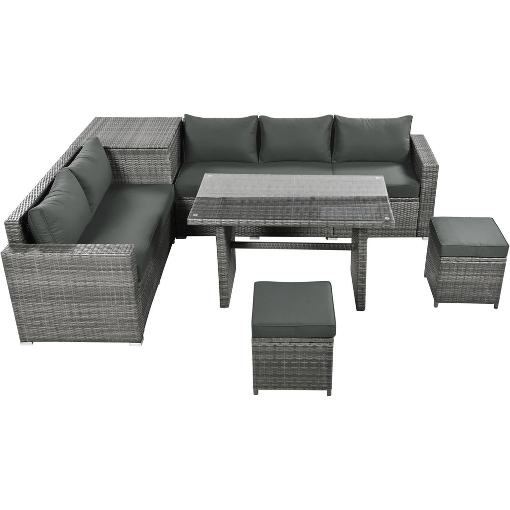6Pcs Garden Patio Rattan Sectional Furniture Set - image 26