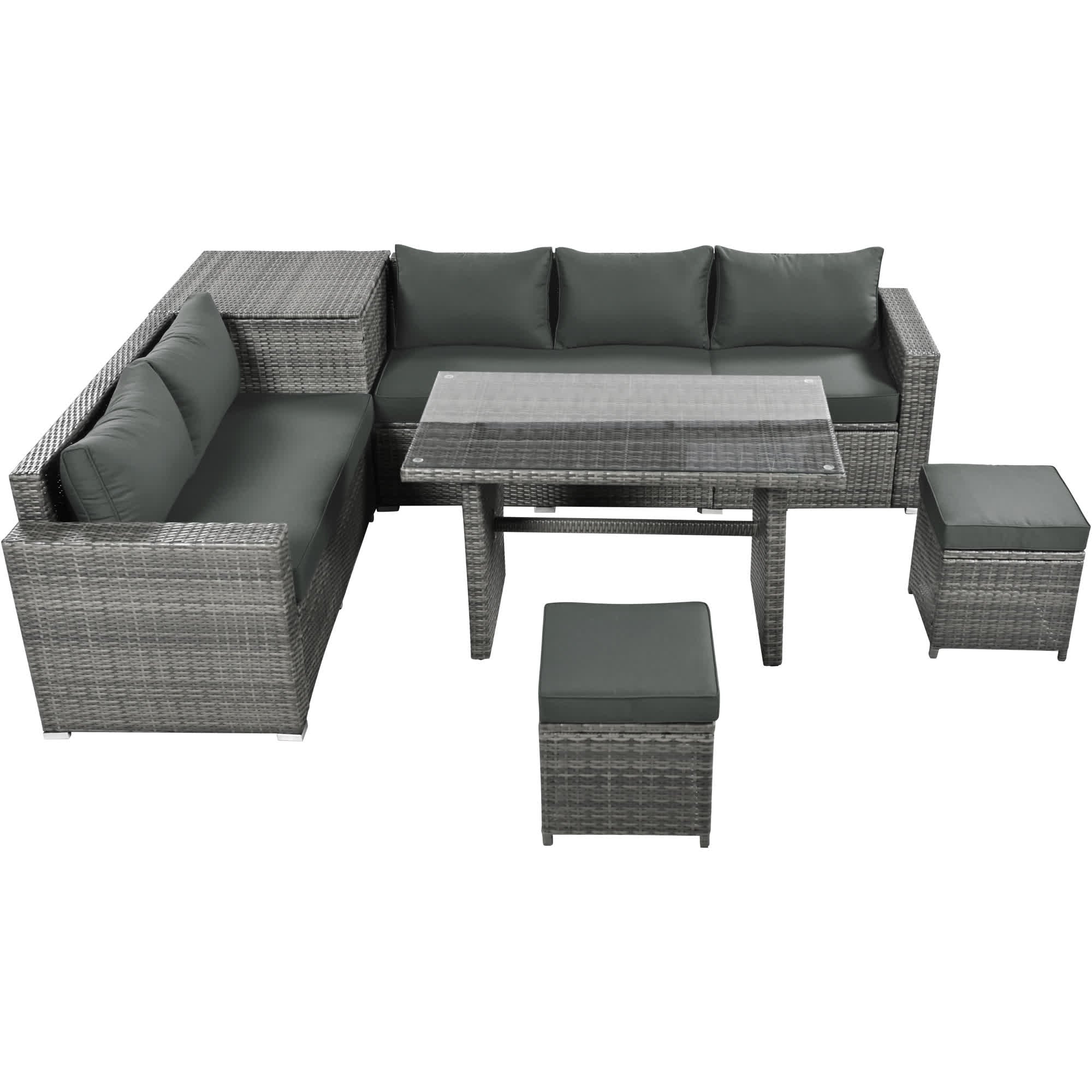 6Pcs Garden Patio Rattan Sectional Furniture Set - image 26