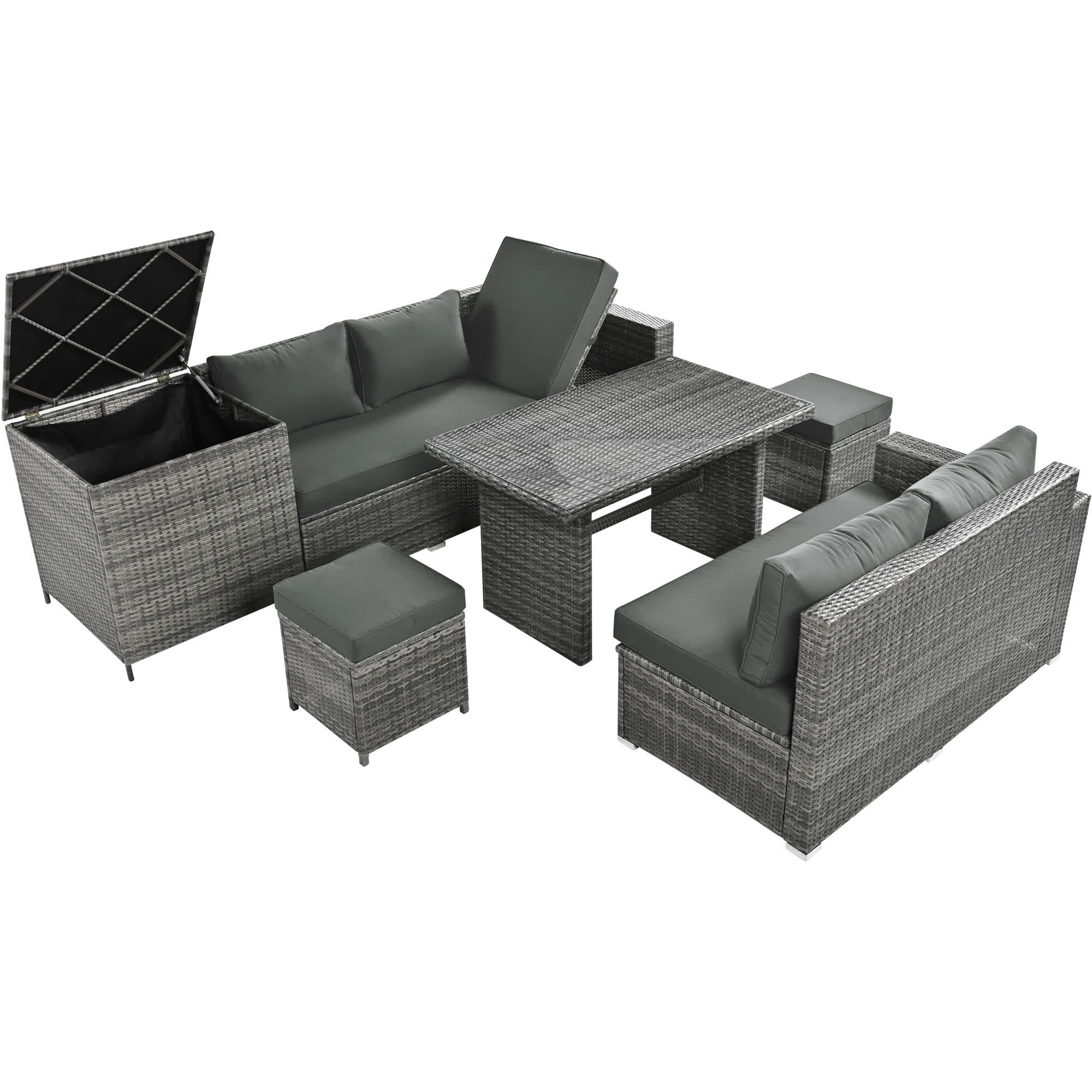 6Pcs Garden Patio Rattan Sectional Furniture Set - image 28